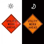 Roll Up Sign & Stand - 48 Inch Utility Work Ahead Roll Up Reflective Traffic Sign